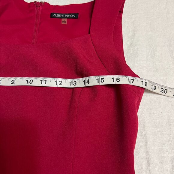 Albert Nipon Pink Red Sheath Dress Size 4 Sleeveless Fitted Cocktail Career - Picture 8 of 12